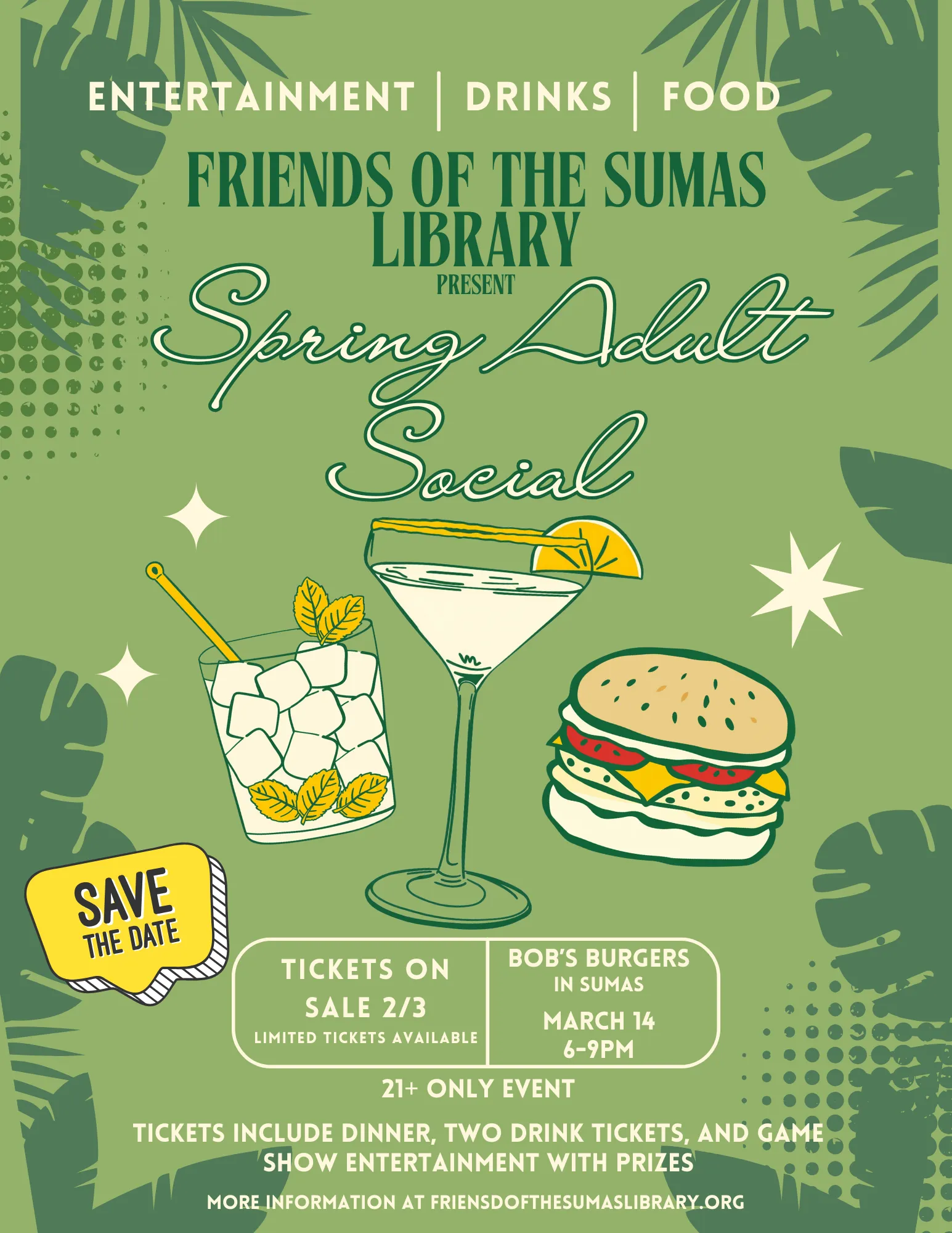 Event flyer for Spring Adult Social